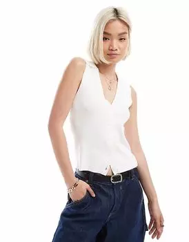 Верхняя часть поло Vero Moda из трикотажного полотна без рукавов белого цвета