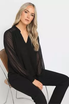 Верхняя часть с манжетами в горошек Добби Long Tall Sally, черный