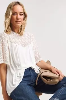 Верхняя часть с плетеным кружевом Jd Williams, белый