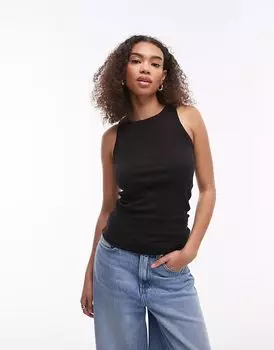 Верхняя часть топа ARKET из трикотажного полотна в рубчик черного цвета