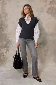 Верхняя часть жилета табарда из хлопка без рукавов Mint Velvet, серый