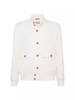 Верхняя куртка из льняной шерсти и шелка по диагонали Brunello Cucinelli, цвет off white