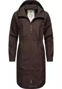 Верхняя куртка Ragwear "Белинка" с капюшоном, стильная длинная и очень легкая переходная куртка, коричневый