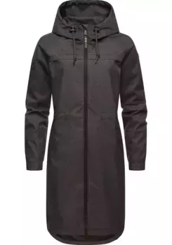 Верхняя куртка Ragwear "Белинка" с капюшоном, стильная длинная и очень легкая переходная куртка, серый