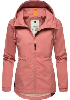 Верхняя куртка Ragwear "Данка" с капюшоном, стильная переходная куртка с большим капюшоном, розовый