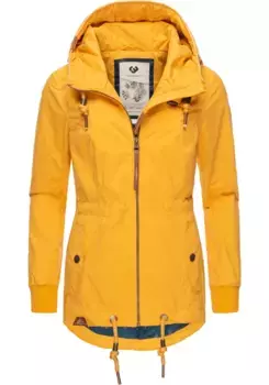 Верхняя куртка Ragwear "Данка" с капюшоном, стильная переходная куртка с большим капюшоном, желтый