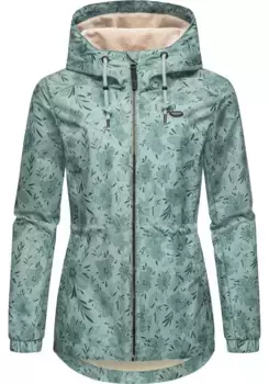 Верхняя куртка Ragwear "Dankka Spring", с капюшоном, стильная женская переходная куртка с цветочным принтом по всей поверхности, цвет Ocean