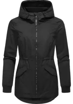 Верхняя куртка Ragwear "Dowey A", с капюшоном, стильная женская переходная куртка с кулиской на талии, черный