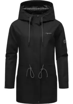 Верхняя куртка Ragwear "Urbanna Remake", с капюшоном, стильная женская переходная куртка из переработанных материалов, черный