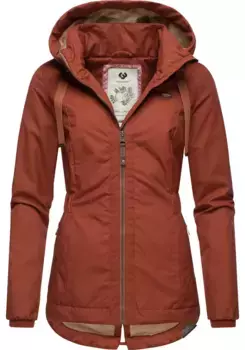 Верхняя куртка Ragwear "Варварра" с капюшоном, стильная переходная куртка с большим капюшоном, коричневый