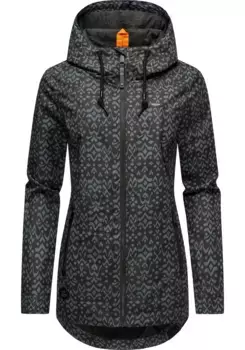 Верхняя куртка Ragwear "Зузка Икат", с капюшоном, стильная переходная куртка с большим капюшоном, черный