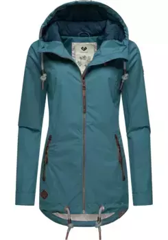 Верхняя куртка Ragwear "Зузка" с капюшоном, стильная переходная куртка с большим капюшоном, цвет Ocean