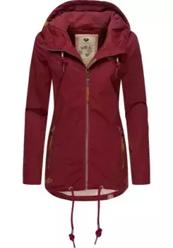 Верхняя куртка Ragwear "Зузка" с капюшоном, стильная переходная куртка с большим капюшоном, бордовый