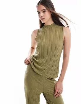 Верхняя одежда без рукавов Vero Moda plisse co-ord цвета хаки