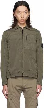 Верхняя рубашка цвета хаки на молнии Stone Island