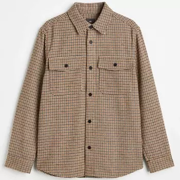 Верхняя рубашка H&M Houndstooth-pattern, коричневый/мультиколор