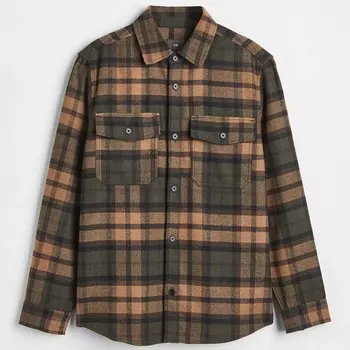 Верхняя рубашка H&M Plaid, темно-зеленый/мультиколор