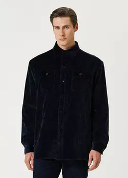 Верхняя рубашка из бархата с этническим рисунком Etro, синий