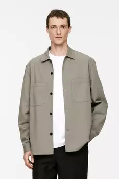 Верхняя рубашка из хлопчатобумажной саржи Arket, серый