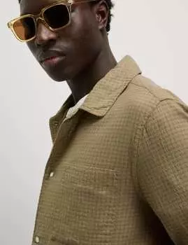 Верхняя рубашка из хлопка с высоким содержанием клетчатой ткани Marks & Spencer, коричневый