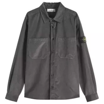 Верхняя рубашка из хлопкового микровельвета Stone Island, черный