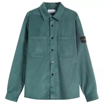 Верхняя рубашка из хлопкового микровельвета Stone Island, зеленый