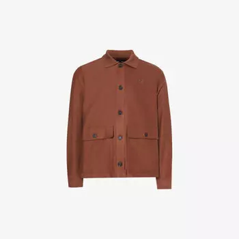 Верхняя рубашка из хлопкового твила с вышитым логотипом и карманами с клапаном Fred Perry, коричневый