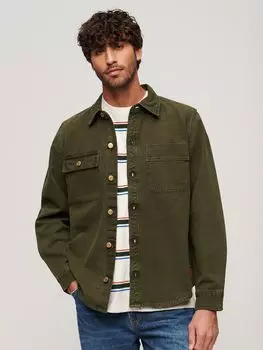 Верхняя рубашка из холщовой ткани Superdry, армейский хаки