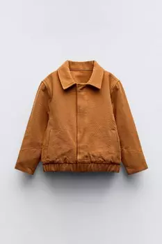Верхняя рубашка из холста ZARA, красновато-коричневый