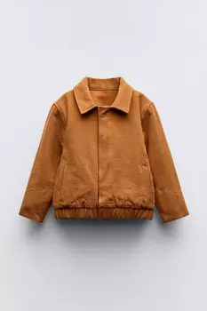 Верхняя рубашка из холста ZARA, красновато-коричневый