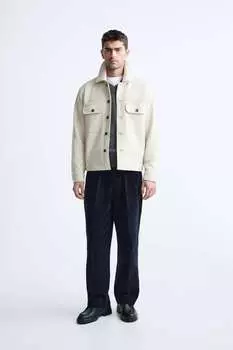 Верхняя рубашка из искусственной замши ZARA, камень