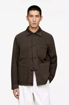 Верхняя рубашка из окрашенной саржи Arket, коричневый