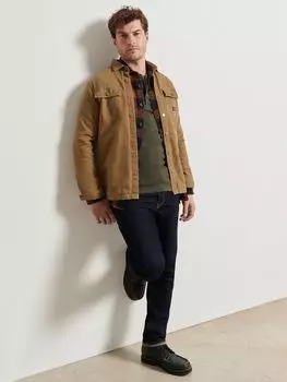 Верхняя рубашка из органического хлопка и холста Superdry, песчаник браун
