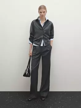 Верхняя рубашка из шерстяной фланели Massimo Dutti, серый