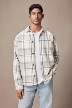 Верхняя рубашка из шерстяной смеси в клетку Next, нейтральный