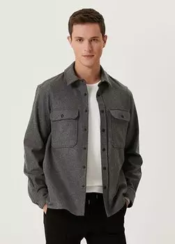 Верхняя рубашка из тонкой шерстяной ткани антрацитового цвета Beymen