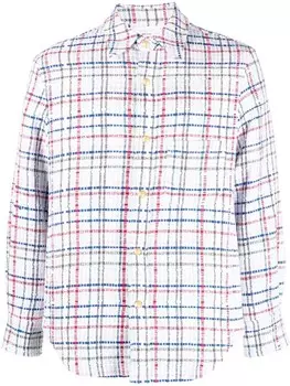 Верхняя рубашка из твида в клетку гингем Thom Browne, белый
