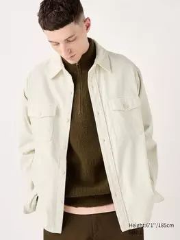Верхняя рубашка из вельвета с карманом Uniqlo, белый