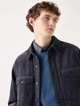 Верхняя рубашка из вельвета с карманом Uniqlo, серый
