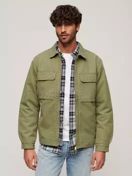 Верхняя рубашка на молнии излишка Superdry, зеленый