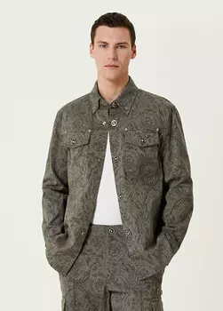 Верхняя рубашка с этническим рисунком Versace, серый