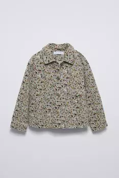 Верхняя рубашка с цветочным узором ZARA, серый