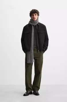 Верхняя рубашка с карманами и молнией ZARA, черный