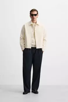 Верхняя рубашка с карманами ZARA, экрю