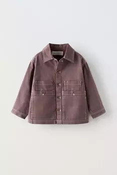 Верхняя рубашка с карманами ZARA, цвет chocolate