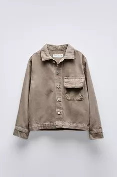 Верхняя рубашка с карманами ZARA, цвет mink