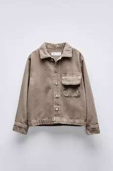 Верхняя рубашка с карманами ZARA, цвет mink