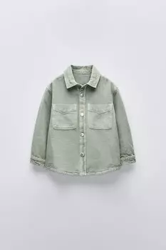 Верхняя рубашка с карманами ZARA, цвет морской волны