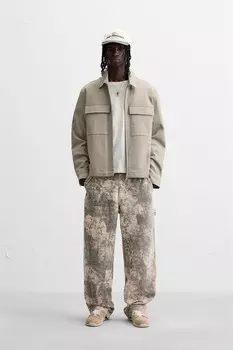 Верхняя рубашка с карманами ZARA, кэмел