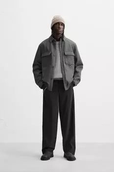 Верхняя рубашка с карманами ZARA, серый
